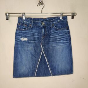 Banana Republic Denim Jean Skirt Fray Distressed